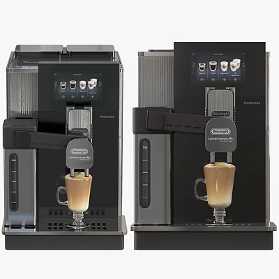 Modern Automatic Coffee Machine Kitchen Appliance With Digital Display And Milk Frother 3d model