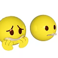 Yellow Emoji Expression Decorative Ornament Set Featuring Crying And Zipped Mouth Designs