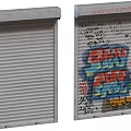 Vibrant Graffiti Art Covering Closed Roller Shutter In Urban Street