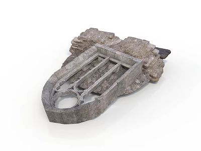 Traditional Carved Stone Architectural Component With Intricate Frame And Textured Surface 3d model
