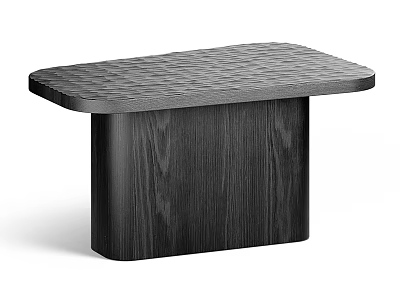Modern Minimalist Black Coffee Table With Textured Wooden Surface And Square Base 3d model