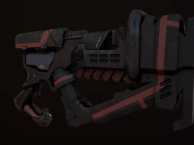 Black And Red Sci Fi Gun With Futuristic Mechanical Design And Tactical Grip 3d model
