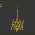 Elegant Golden Chandelier With Multiple Arms And Sparkling Crystal Decorations For Luxury Home