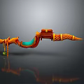 Ornate Curved Dragon Design Decorative Weapon With Orange Yellow And Green Accents
