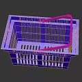 Purple Plastic Shopping Basket With Black Handle And Perforated Design For Daily Use