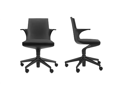 Black Modern Office Chairs With Sleek Armrests Ergonomic Design And Swivel Wheels 3d model