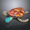 Vibrant Sea Turtle With Colorful Red Orange Shell Blue Head And Patterned Flippers 3d model