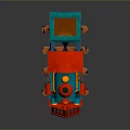Vibrant Colorful Toy Train With Blue Red Yellow Headlights Wheels And Carriage