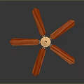 Modern Ceiling Fan With Red Wooden Blades And Golden Metal Frame Home Furniture Design