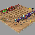 Smart Machine Chessboard Game With Colored Pieces And Grid Layout