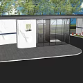 Modern Feature Wall With Marble Finish Glass Door And Trees In Exterior Design