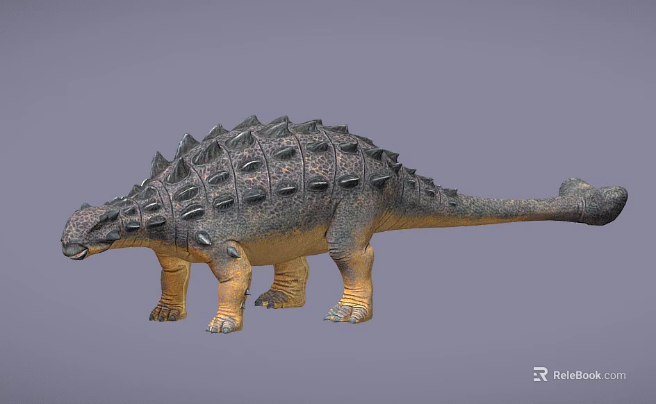 Detailed Armored Dinosaur Model With Spiked Back Strong Legs And Tail 3d model 