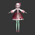 Cute Character And Creature With Pink Hair Red Dress Green Stockings And Pink Shoes