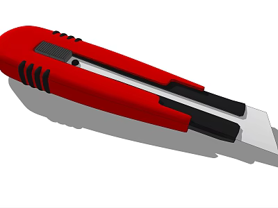 Red Utility Knife Hardware Tool With Black Handle And Sharp Silver Blade 3d model