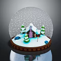 Snow Globe Decorative Ornament With Snow Scene Small House Christmas Trees Cars And Patterned Base