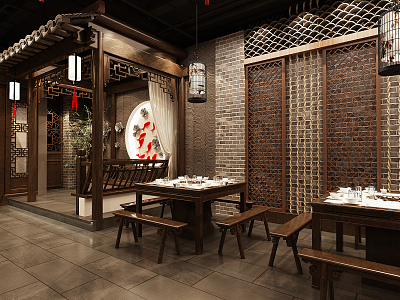 New Chinese Hot Pot Shop 3d model