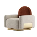 Modern Single Sofa With Brown Backrest Beige Upholstery And Gold Base 3d model