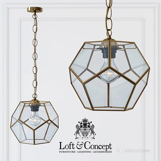 Modern Geometric Pendant Lights With Metal Frame And Transparent Glass Shade 3d model 