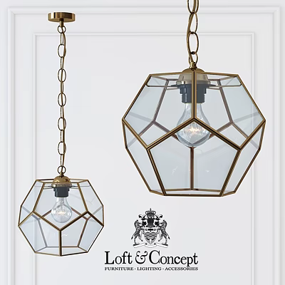 Modern Geometric Pendant Lights With Metal Frame And Transparent Glass Shade 3d model