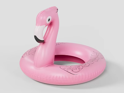 Pink Flamingo Shaped Inflatable Swim Ring For Summer Water Fun And Activities 3d model