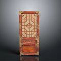 Traditional Wooden Carved Panel With Intricate Lattice Design And Gold Accents