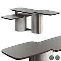 Modern Coffee Table Featuring Concrete Metal Base And Wooden Surface Design 3d model