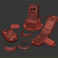 Colorful Flip Mobile Phones With Red Green Design Keyboard Battery And Charger Dock Accessories