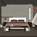 Modern Bedroom Interior With Neutral Tones Bed Headboard Bench Table Lamp And Artwork 3d model
