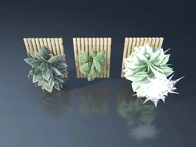 Natural Bamboo Swing Door Design With Decorative Plants And Modern Style 3d model