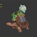 Decorative Turtle Sculpture With Colorful Items On Its Back 3d model
