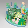 Floral Display with 3D Book Green Plants Flowers Circular Decor Macaron Shapes and Miniature Figure