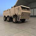 Rugged 6x6 Armored Military Vehicle With Roof Mounted Equipment On Concrete Ground
