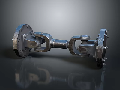 Heavy Duty Industrial Metal Universal Joint With Flanged Ends And Mechanical Components 3d model
