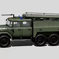 Green Military 6x6 Truck With Roof Mounted Equipment And Blue Warning Lights