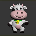 Cute Cow Doll With White Black Spots Pink Nose Green Bow Tie Yellow Milk Tag