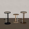 Baxter Modern Stools with Metal and Wooden Frames and White Padded Seats