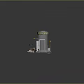 Miniature Industrial Lab Furniture Model Featuring Equipment Cabinets Machines And Plants