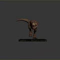 Realistic Brown T Rex Dinosaur Model Standing On Black Display Base 3d model