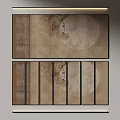 Japanese Style Bedroom Accent Wall Design With Circular Patterns And Branch Decor