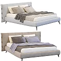 Modern Upholstered Bed Design With Headboard Soft Pillows And Blanket 3d model