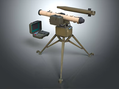 Portable Military Missile Launcher With Tripod Stand And Control Unit 3d model