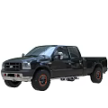 Ford Black Pickup Truck With Double Cab Off Road Tires And Side Steps