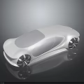 Futuristic White Car With Sleek Design Smooth Body Large Rims And Reflective Surface