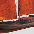 Traditional Sailing Ship With Red Sails Multiple Masts And Dark Hull Classic Design 3d model