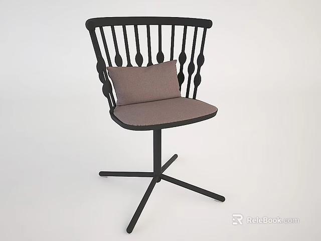 Modern Office Chair With Black Slatted Backrest Light Brown Cushion And Five Star Base 3d model 