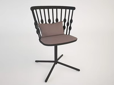 Modern Office Chair With Black Slatted Backrest Light Brown Cushion And Five Star Base 3d model