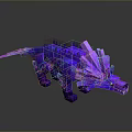 Purple Minecraft Style Reptilian Creature With Sharp Crystal Spikes And Glowing Features