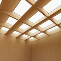 Modern Wooden Ceiling Design With Square Skylights And Paneled Interior Walls