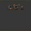 Orange Gray Space Rover With Large Wheels And Mechanical Exploration Equipment