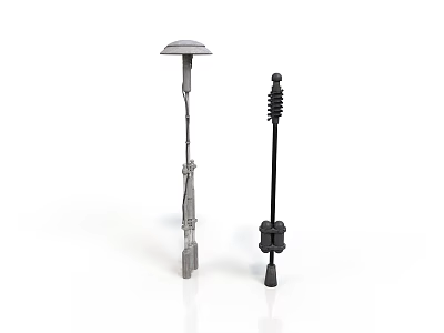 Building Construction Components With Silver And Black Long Rod Structures 3d model